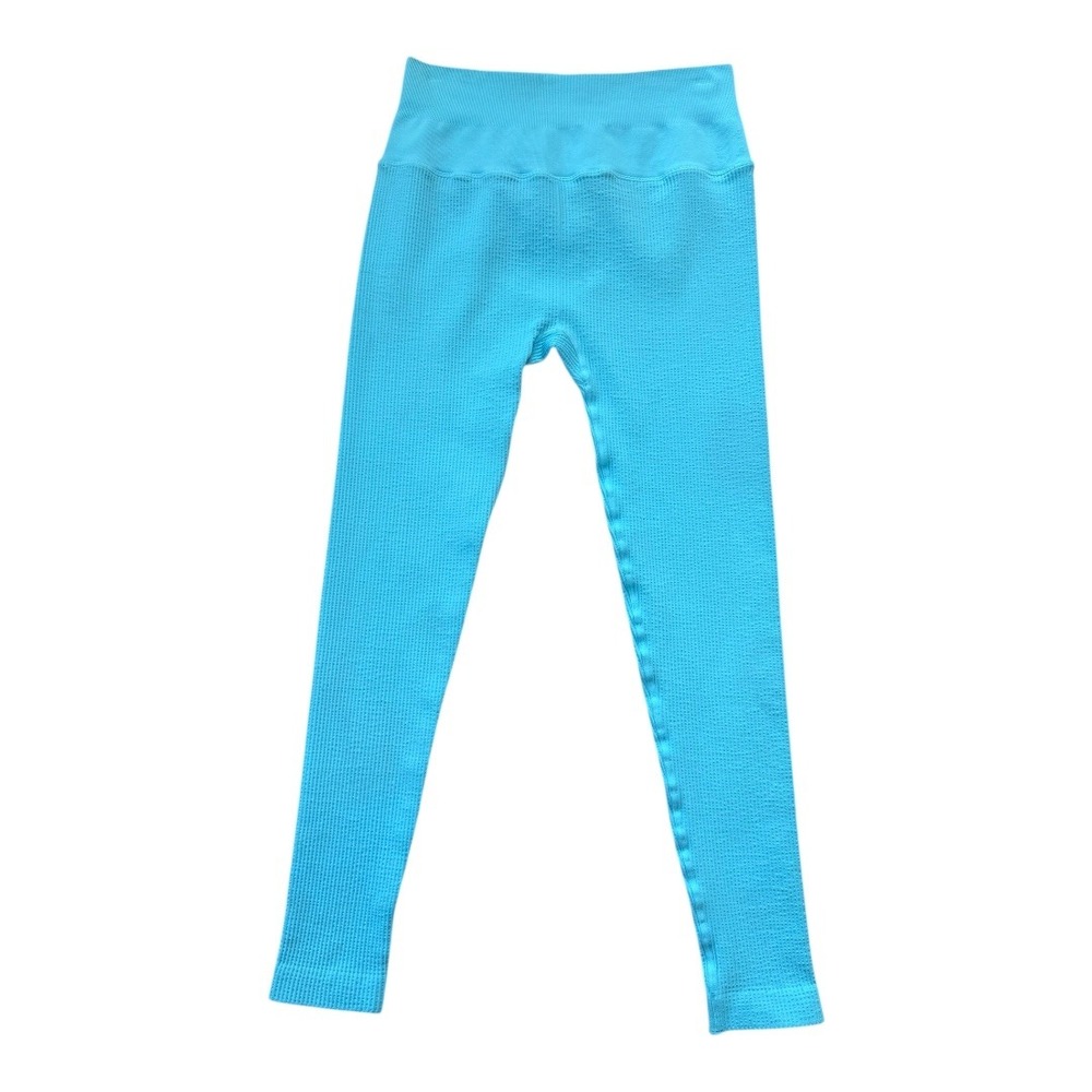 Spiritual Gangster Ribbed High Waist Leggings Aqua Blue Seamless Activewear M/L‎